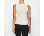 Sleeveless Metallic Rib Scoop Tank Top - Preview