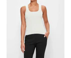 Sleeveless Metallic Rib Scoop Tank Top - Preview