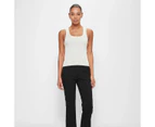 Sleeveless Metallic Rib Scoop Tank Top - Preview