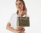 Tony Bianco Zeddie Canvas Mini Tote Bag - Khaki/Coconut