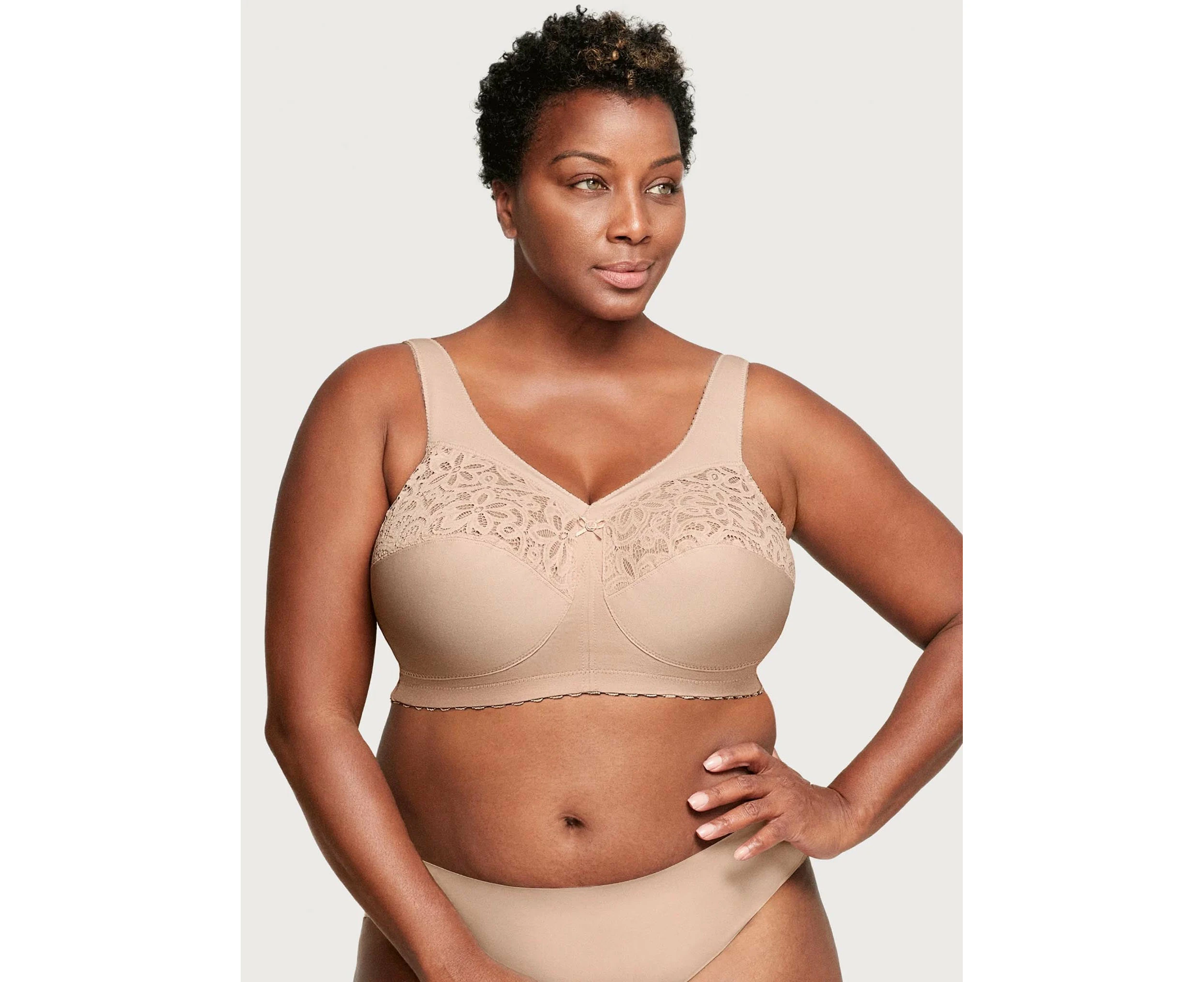 Glamorise: Magic Lift Cotton Full Figure Support Bra  Cafe