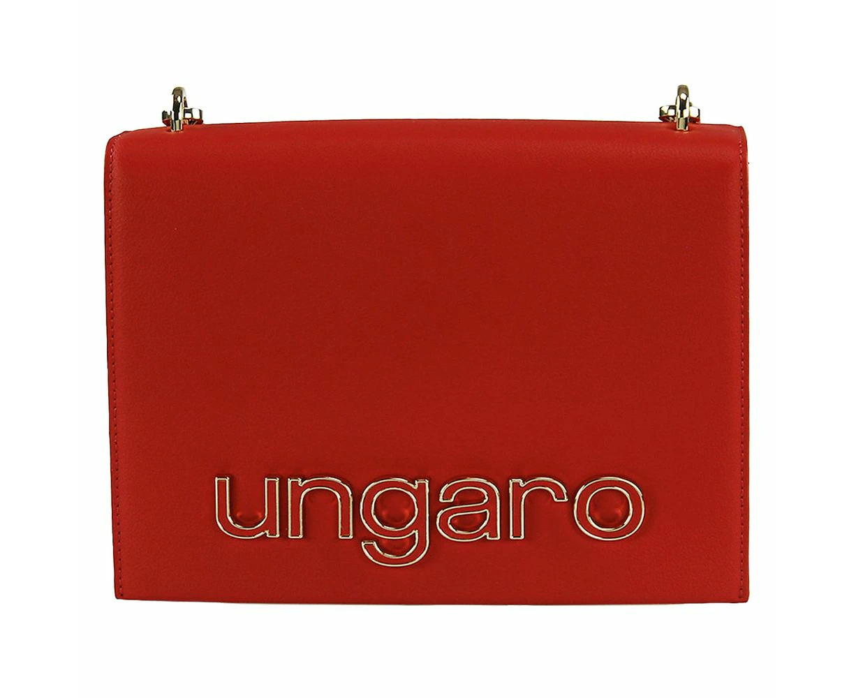 Ungaro Chic Calfskin Shoulder Bag With Metal Logo