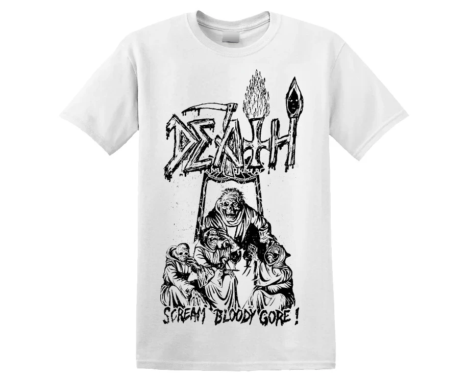 DEATH - 'Scream Bloody Gore' Line Art T-Shirt (White)