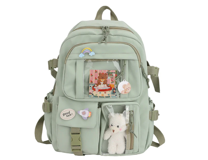 Kawaii Backpack Large Capacity Cute Bear Accessories Backpack for School Multi Pocket Japanese School Bag for Teen Girls