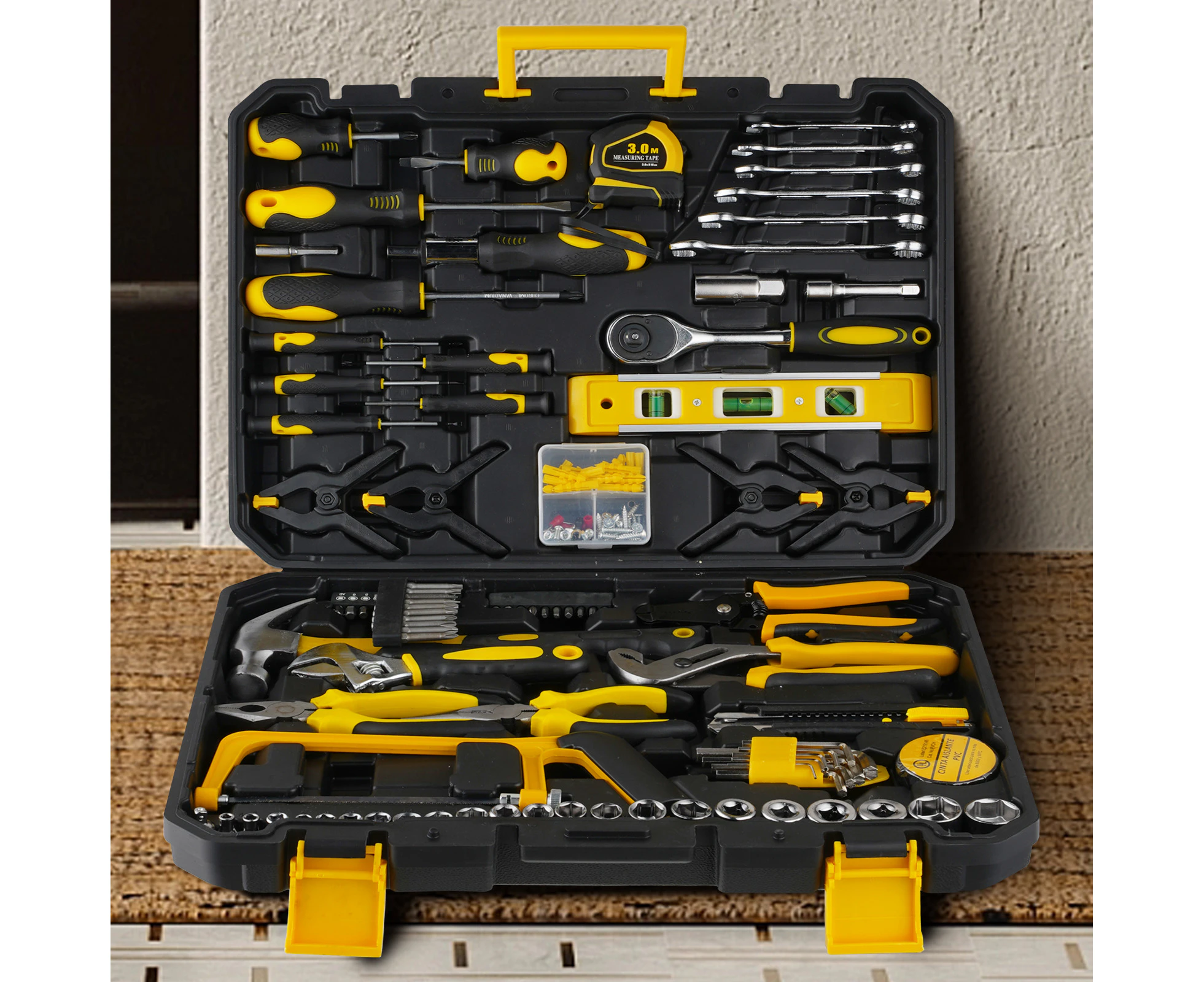 158pcs Professional Tools Set Kits with Tool Box Hammer Plier Scissor Screwdriver All Essential Tools for Household Garage Office