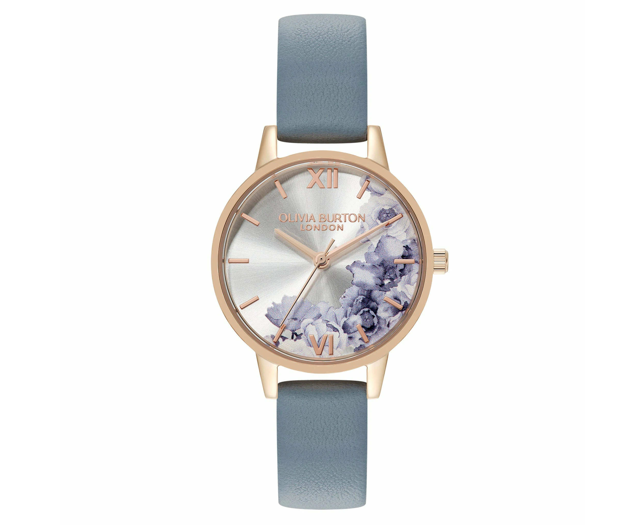 Olivia Burton Chalk Blue Leather Ivory Dial Women's Watch - 24000227