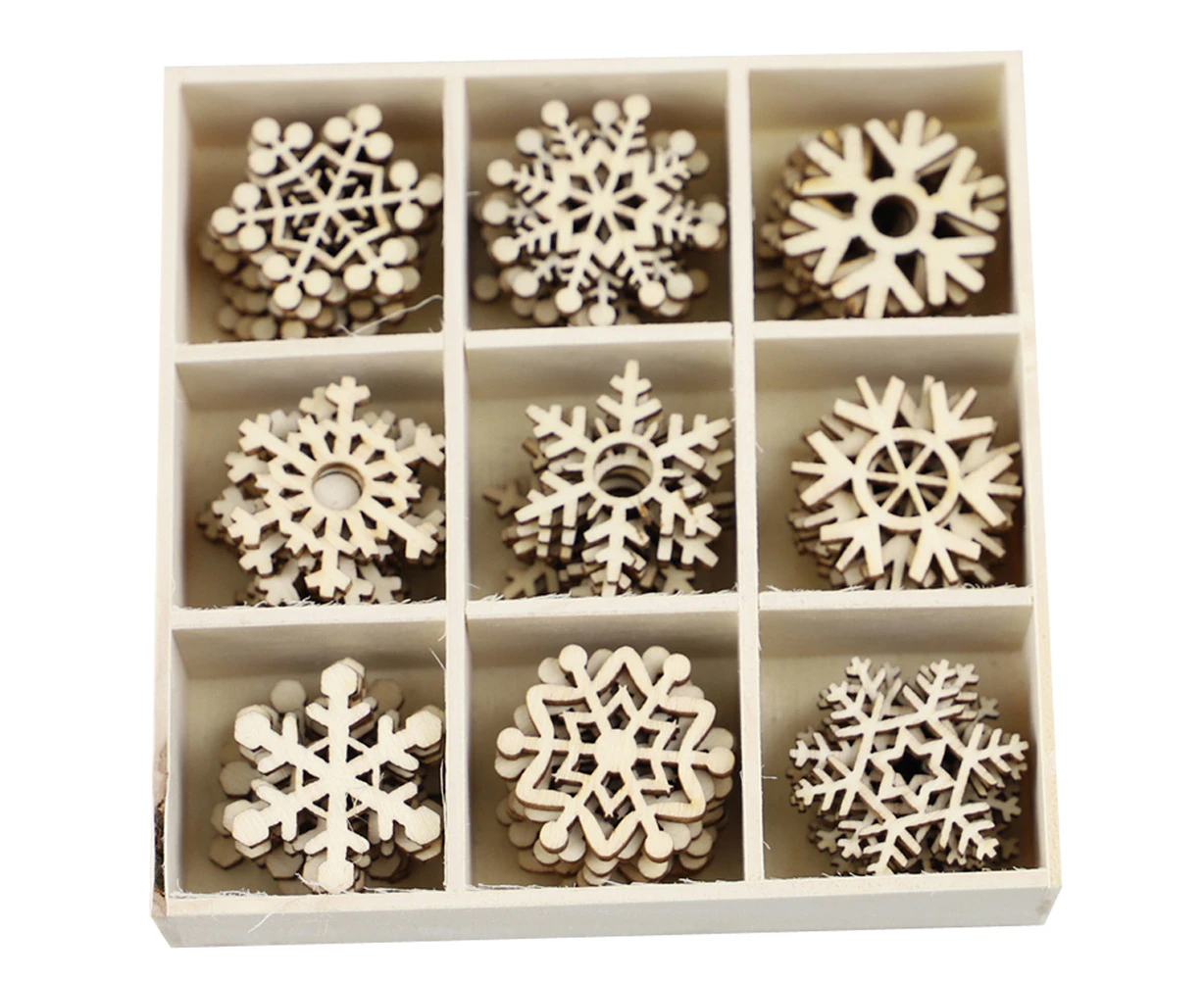 72 Pcs 1 Set Distinctive Graffiti Supplies Household Wooden Chips (Snowflake)