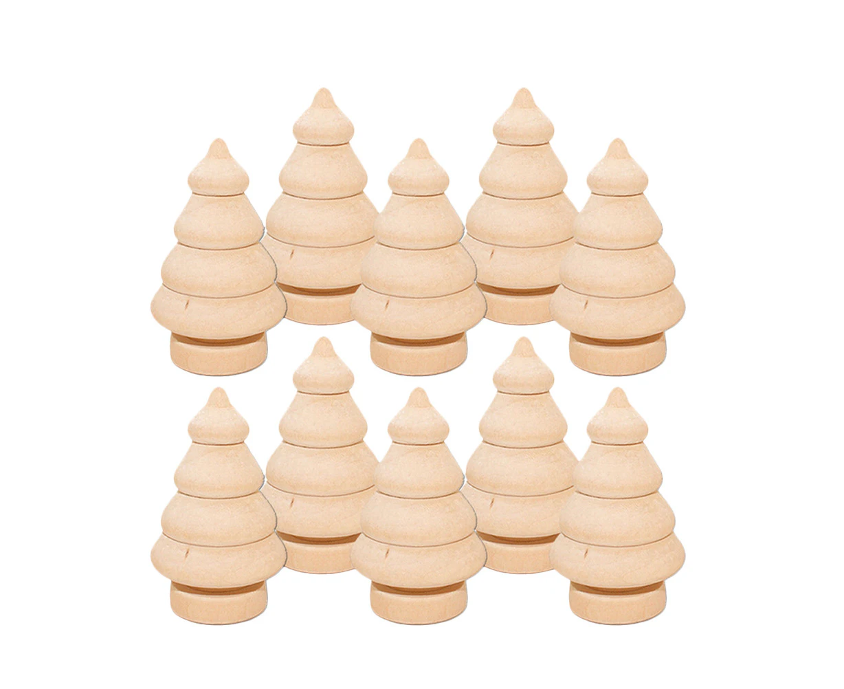 20 Pcs Mini Christmas Tree Wooden Unfinished Doll DIY Crafts Handmade Wood Peg Doll Home Decoration Ornament