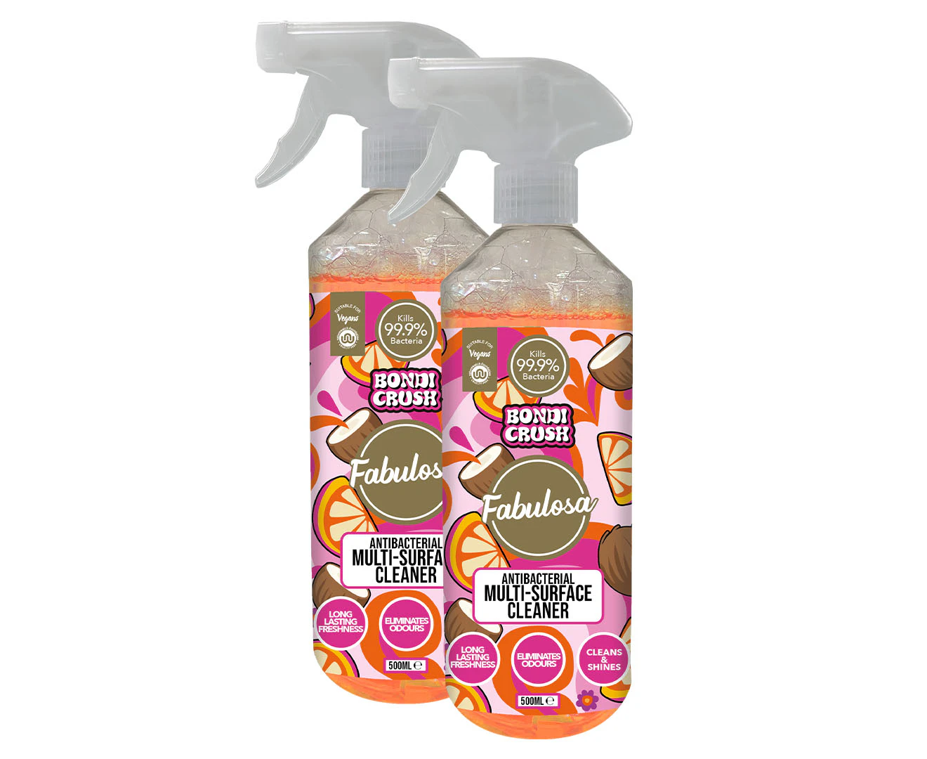 2 x Fabulosa Antibacterial Multipurpose Cleaner Spray Bondi Crush 500mL