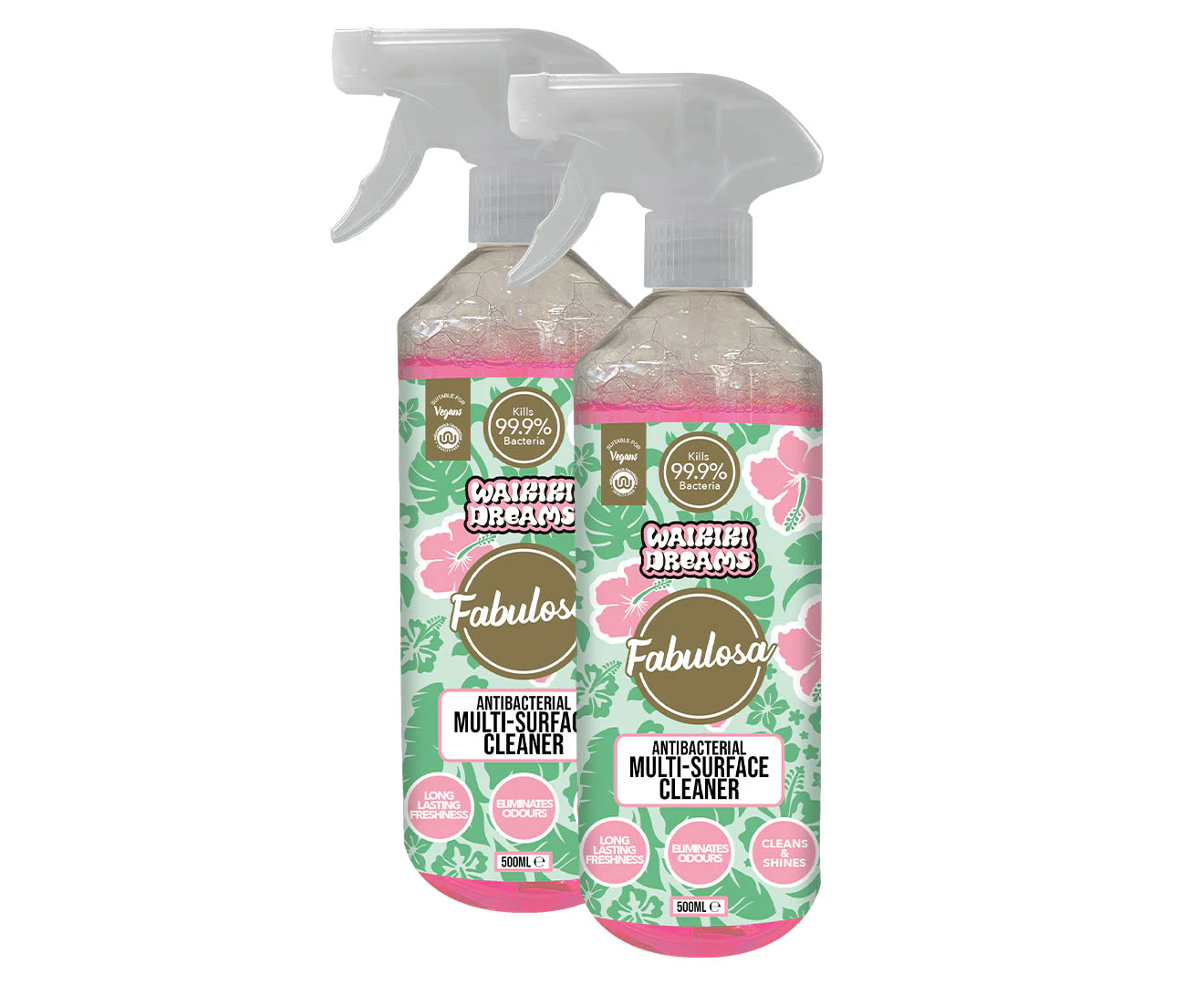 2 x Fabulosa Antibacterial Multipurpose Cleaner Spray Waikiki Dreams 500mL