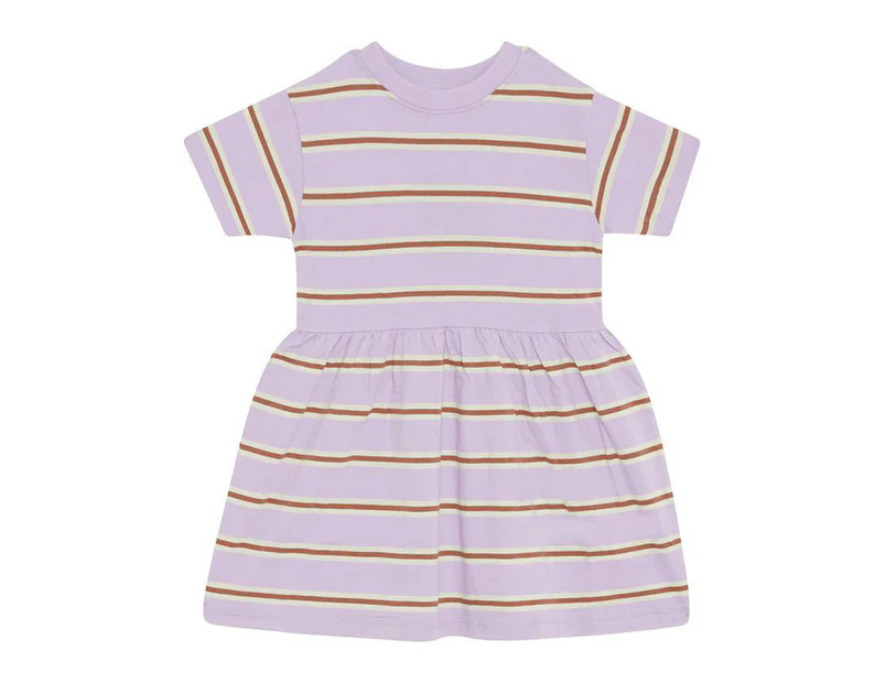 Bonds Girls' Short Sleeve Tee Dress - Triple Stripe Lilac