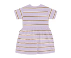 Bonds Girls' Short Sleeve Tee Dress - Triple Stripe Lilac