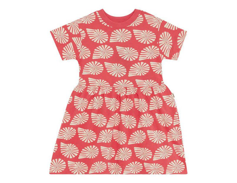 Bonds Girls' Short Sleeve Tee Dress - Seashell Symphony Red