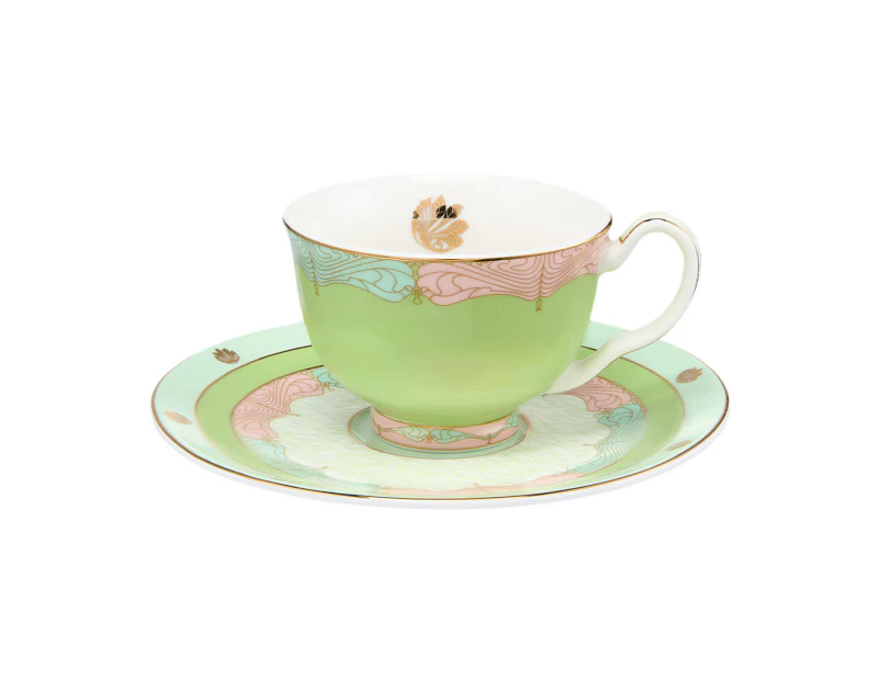 Set of 2 Maxwell & Williams Wicked Elphaba Pink Goes Good With Green Demi Cup & Saucer