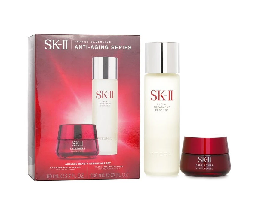 SK II Ageless Beauty Essentials Set: R.N.A. Power Moisturizing Cream 80ml + Facial Treatment Essence 230ml 2pcs