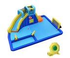 Inflatable Water Slide Jumping Bouncer Castle Outdoor Playing Equipment w/Water Guns & Soccer Zone & Blower