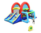 Inflatable Trampoline Jumping Castle Kids Play Bouncer w/2 Slides & Ball Pit Toddler Bounce House w/Blower