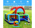 Inflatable Trampoline Jumping Castle Kids Play Bouncer w/2 Slides & Ball Pit Toddler Bounce House w/Blower