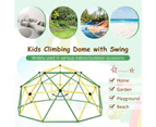 Kids Climbing Dome Set w/Swing Monkey Bars Children Indoor & Outdoor Play Equipment Activity Center Green