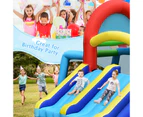 Inflatable Trampoline Jumping Castle Kids Play Bouncer w/2 Slides & Ball Pit Toddler Bounce House w/Blower