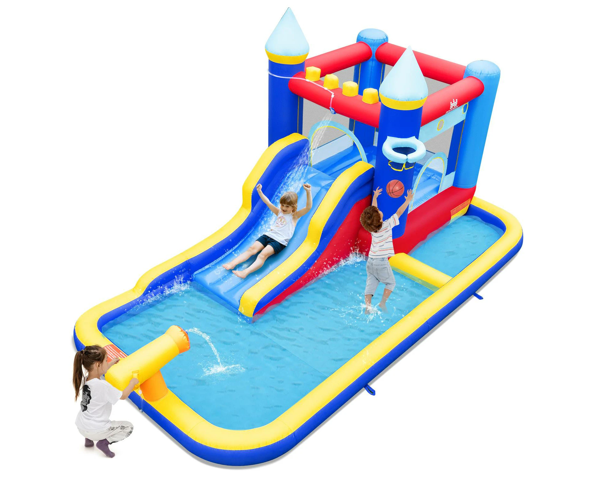 Inflatable Bounce House Jumping Castle w/Water Slide &680W Blower