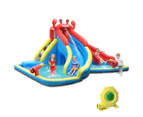 Inflatable Water Slide Park Crab-Themed Jumping Bounce House Kids Play Castle w/Water Cannon & Blower