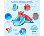 Inflatable Water Slide Park Crab-Themed Jumping Bounce House Kids Play Castle w/Water Cannon & Blower