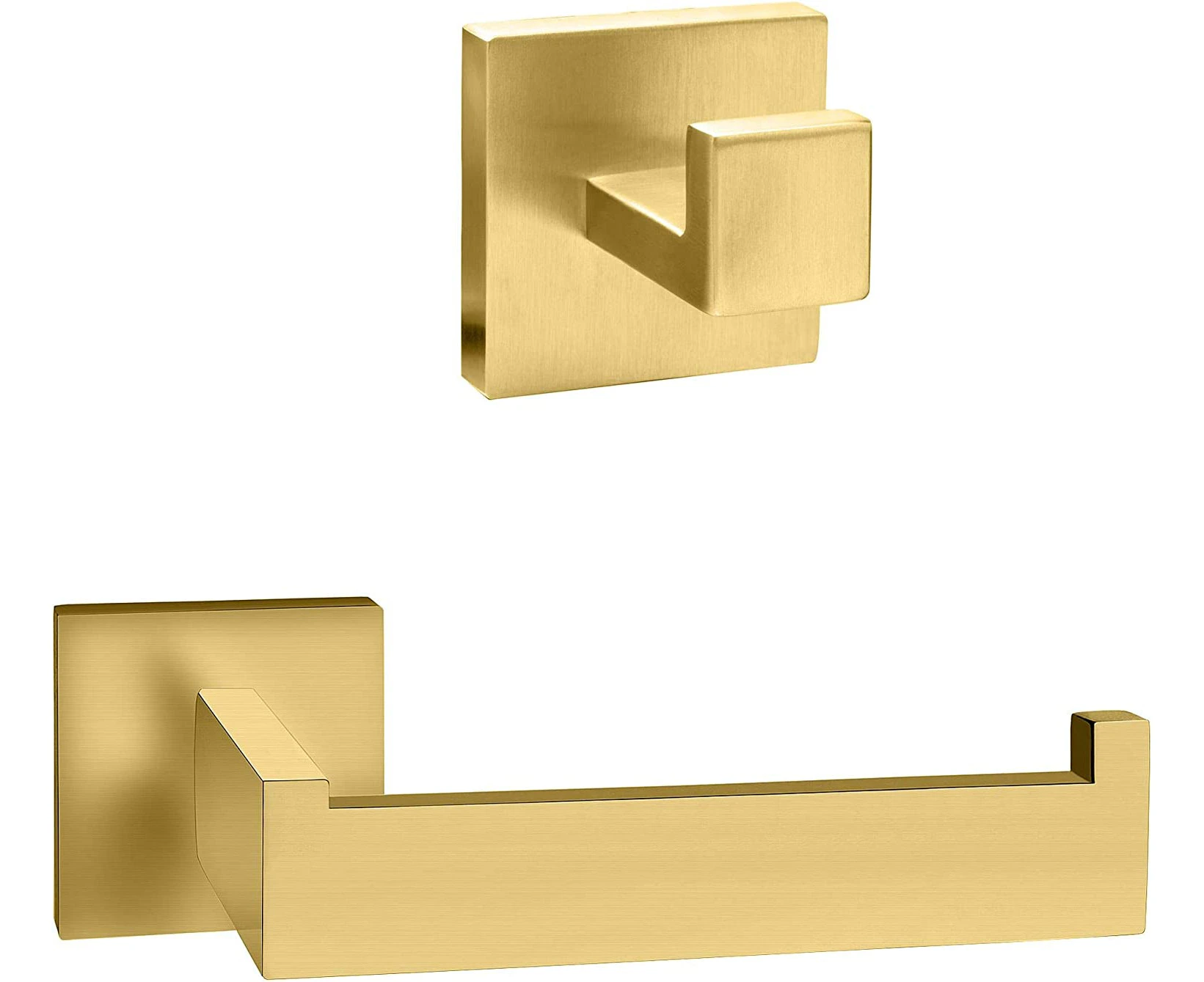 Toilet Paper Holder and Towel Holder Kit - Square Shape - Bathroom Accessories - Brushed Gold Stainless Steel