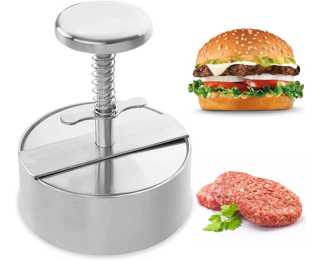 Burger Press, Adjustable Stainless Steel Nonstick Hamburger Press, For Parties, Dinners, BBQs, Dishwasher Safe