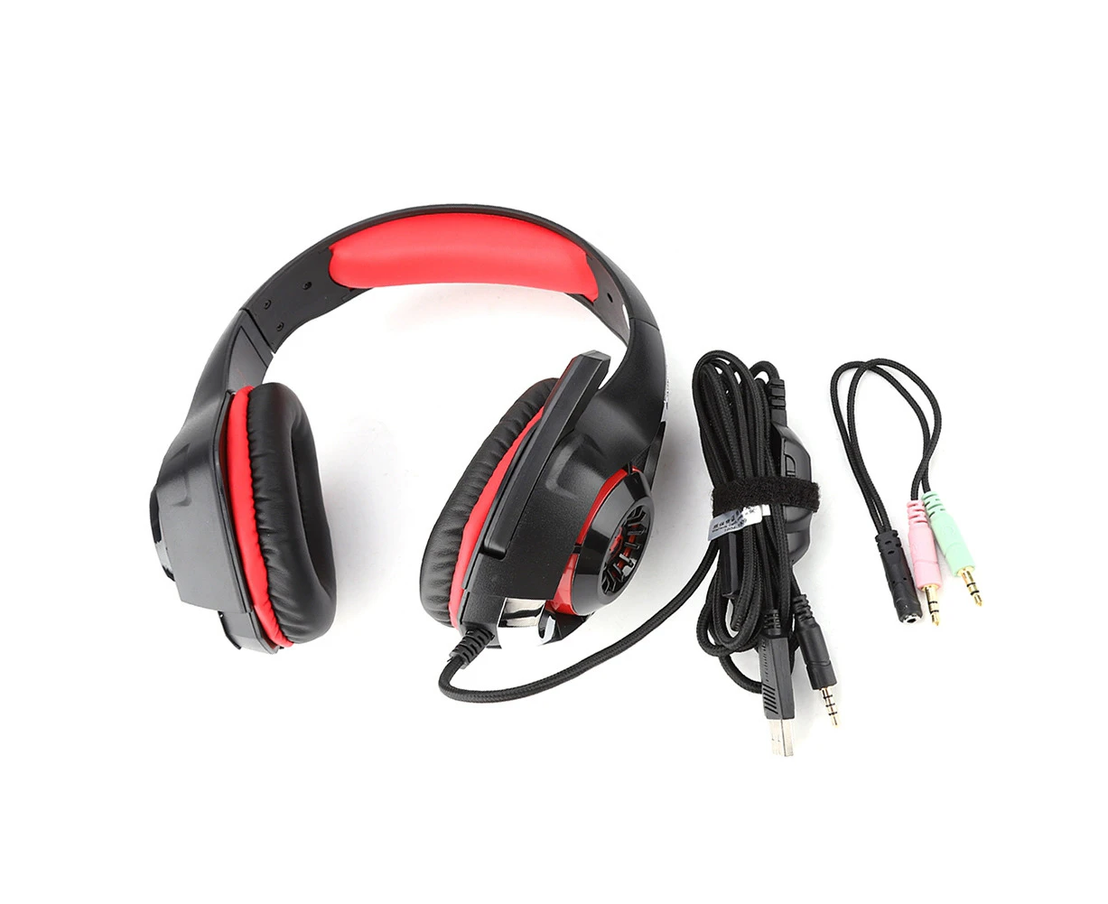 Black Red 3.5Mm Gaming Headset Usb E-Sports Wired Headset With Microphone