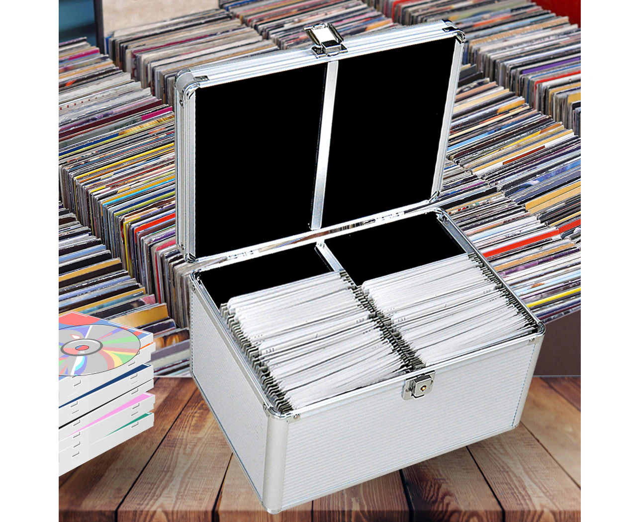 240 Discs Aluminium CD DVD Cases Bluray Lock Storage Box Organizer Free Inserts