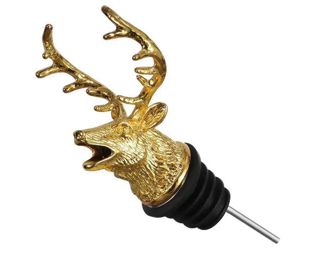 Aerator Pourer Spout Bottle Pourers for Alcohol Stainless Steel Deer Stag Head Wine Pourer Stags - Gold