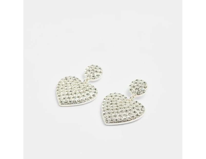 Target Pave Puffy Heart Drop Earrings