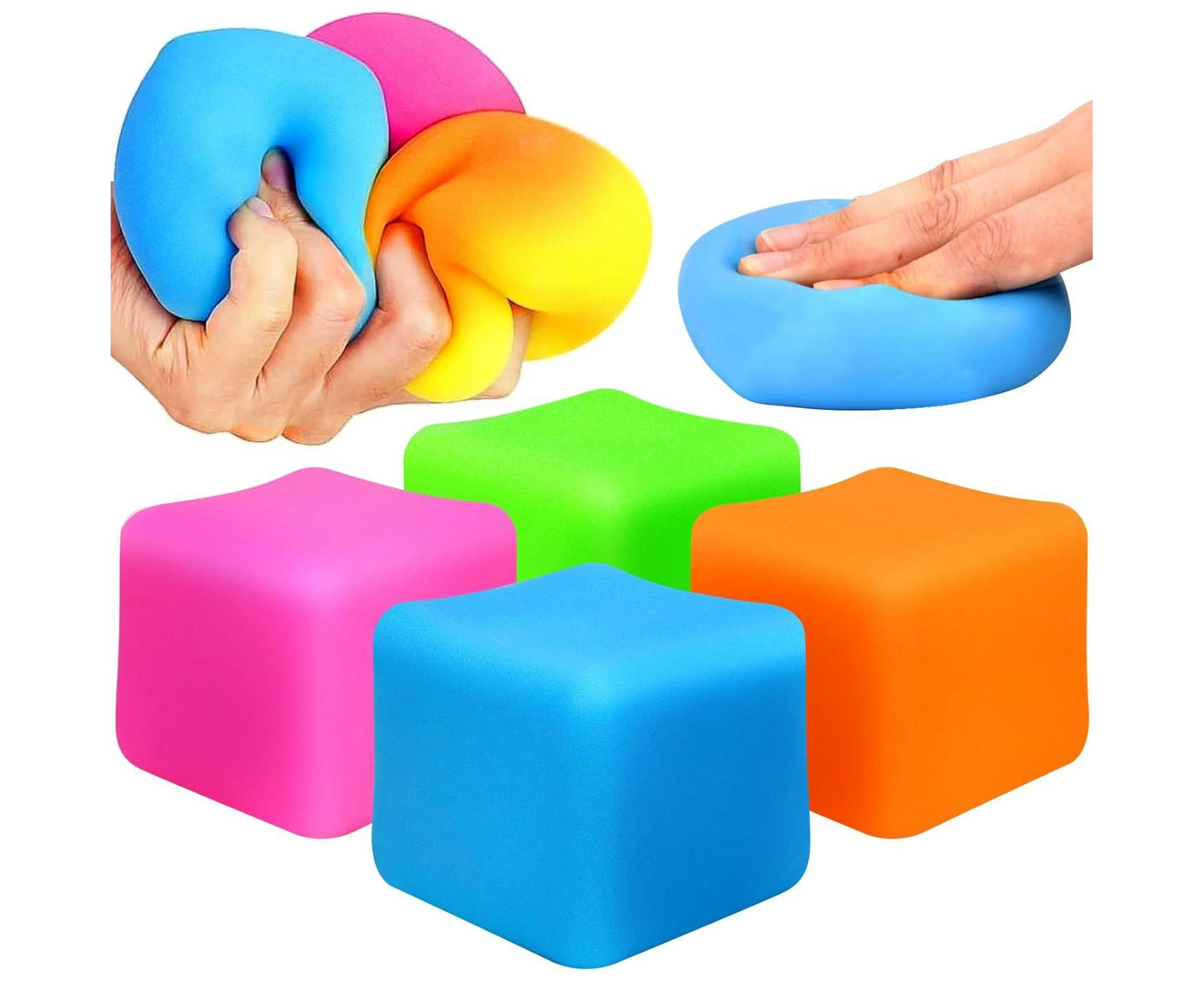 Pack Cube Stress Balls for  and Kids, Fidget Toys for Kids, Soft Rainbow Needoh Stress Ball Sensory Toys Stress Toys for Anxiety Relief