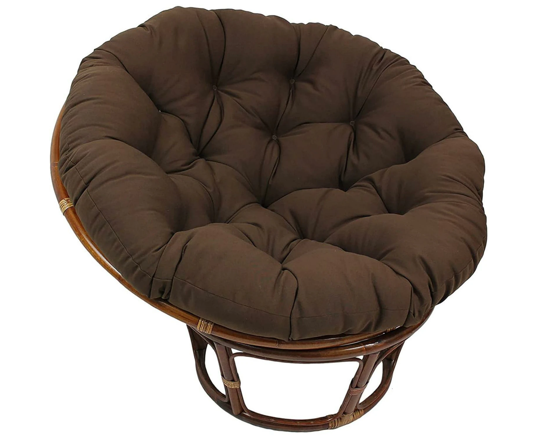 Papasan Chair Cushion, Papasan Armchair Cushion, Round Rattan Armchair Cushion Thickened Waterproof Non-slip (Chair Not Included), Brown, 50 cm