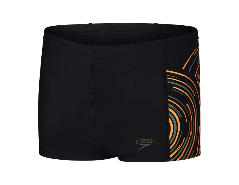 Speedo Boys' Hyperboom Plastisol Aquashorts - Black/Nectarine/Country Green