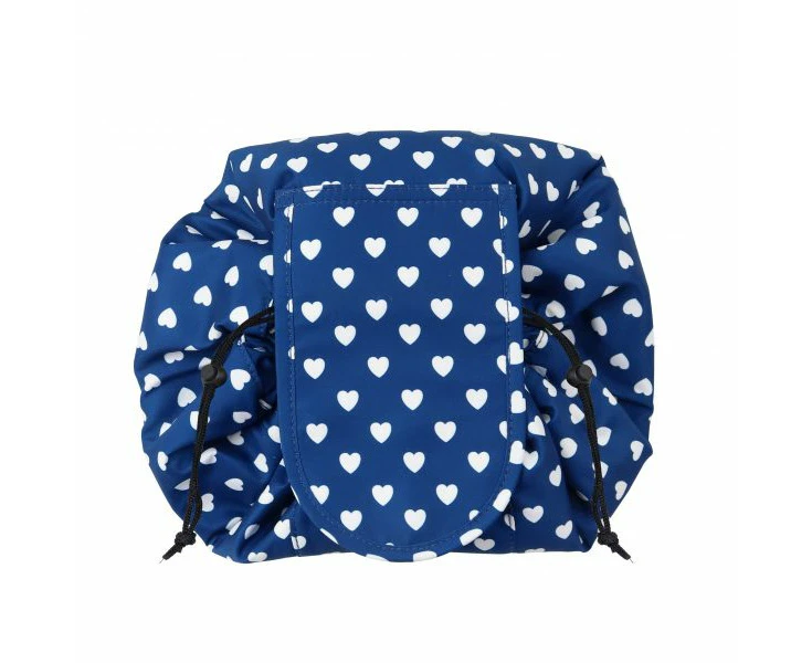 Wicked Sista Drawstring Make Up Bag Navy Hearts