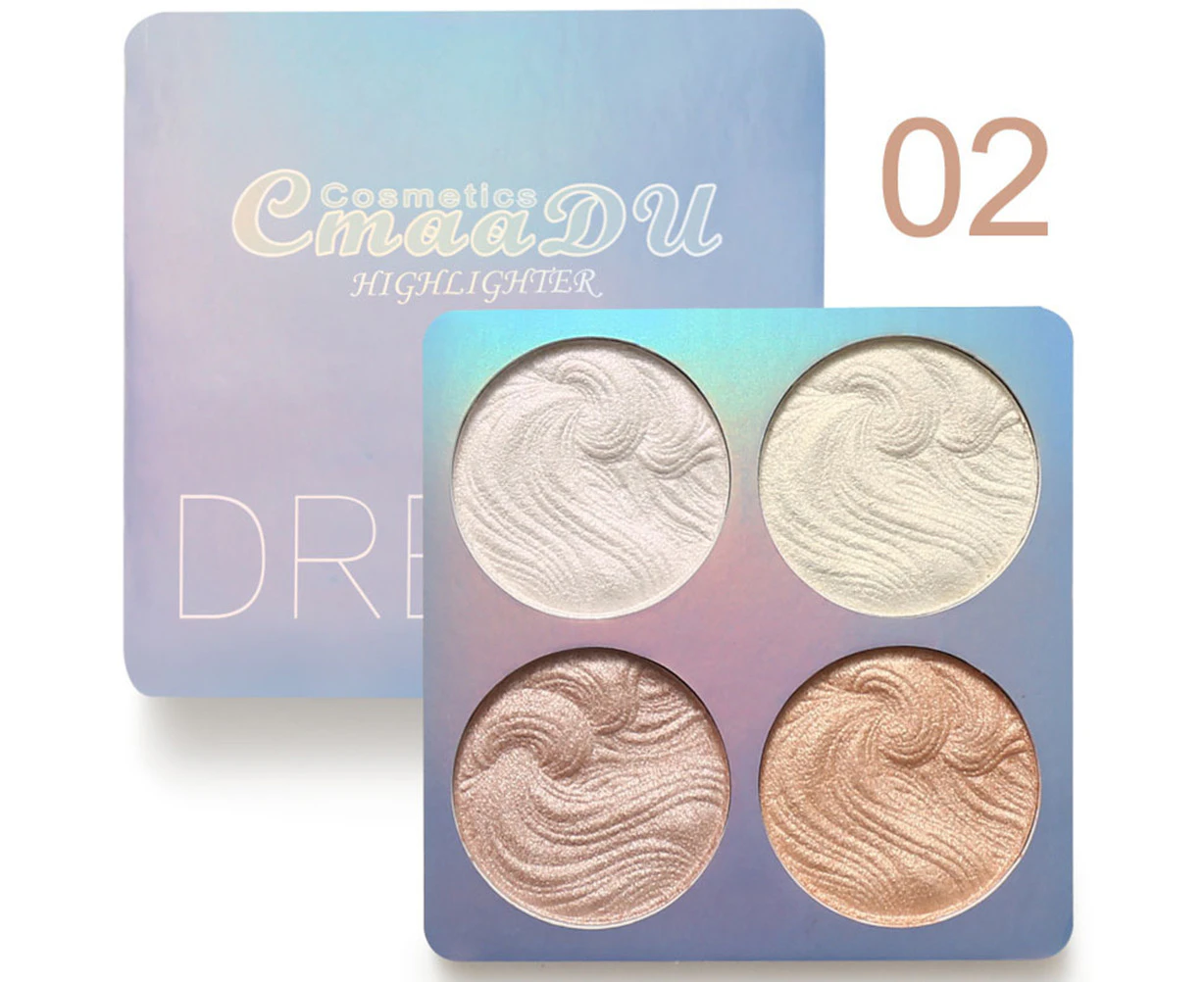 4 Color Highlight Palette 3D Body Glitter Highlighter Powder Professional Makeup Face and Body Brighten Cosmetics Highlight Contour