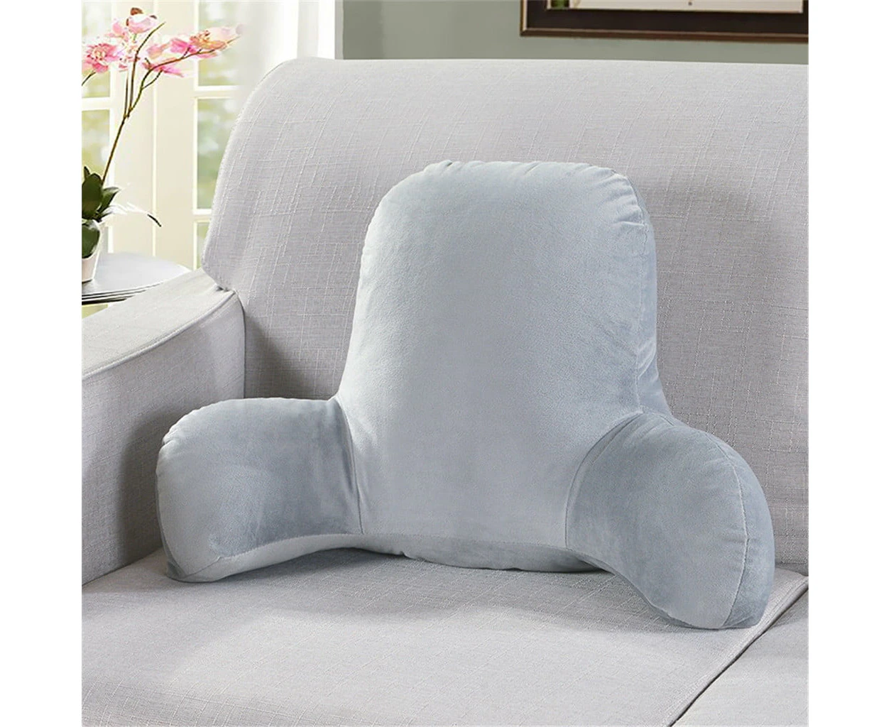 Plush Big Backrest Reading Rest Pillow Lumbar Support Chair Cushion with Arms