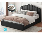 ALFORDSON Bed Frame Queen Size Gas Lift Storage Base Wooden Black