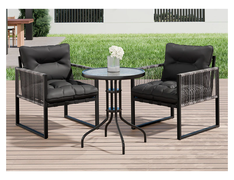 ALFORDSON Patio Outdoor Glass Side Table Lounge Chairs