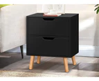 ALFORDSON Bedside Table Nightstand Side Table 2 Drawers Black