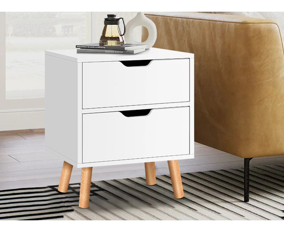 ALFORDSON Bedside Table Nightstand Side Table 2 Drawers White