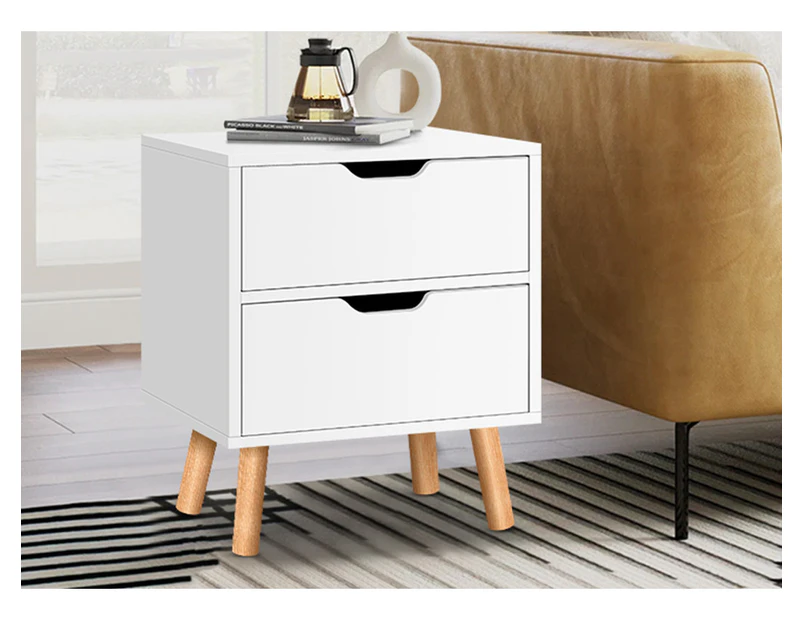 ALFORDSON Bedside Table Nightstand Side Table 2 Drawers White