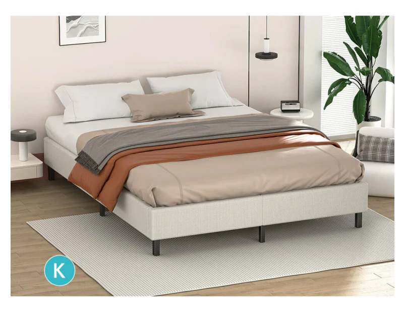 ALFORDSON Bed Frame King Size Mattress Base Foundation Beige