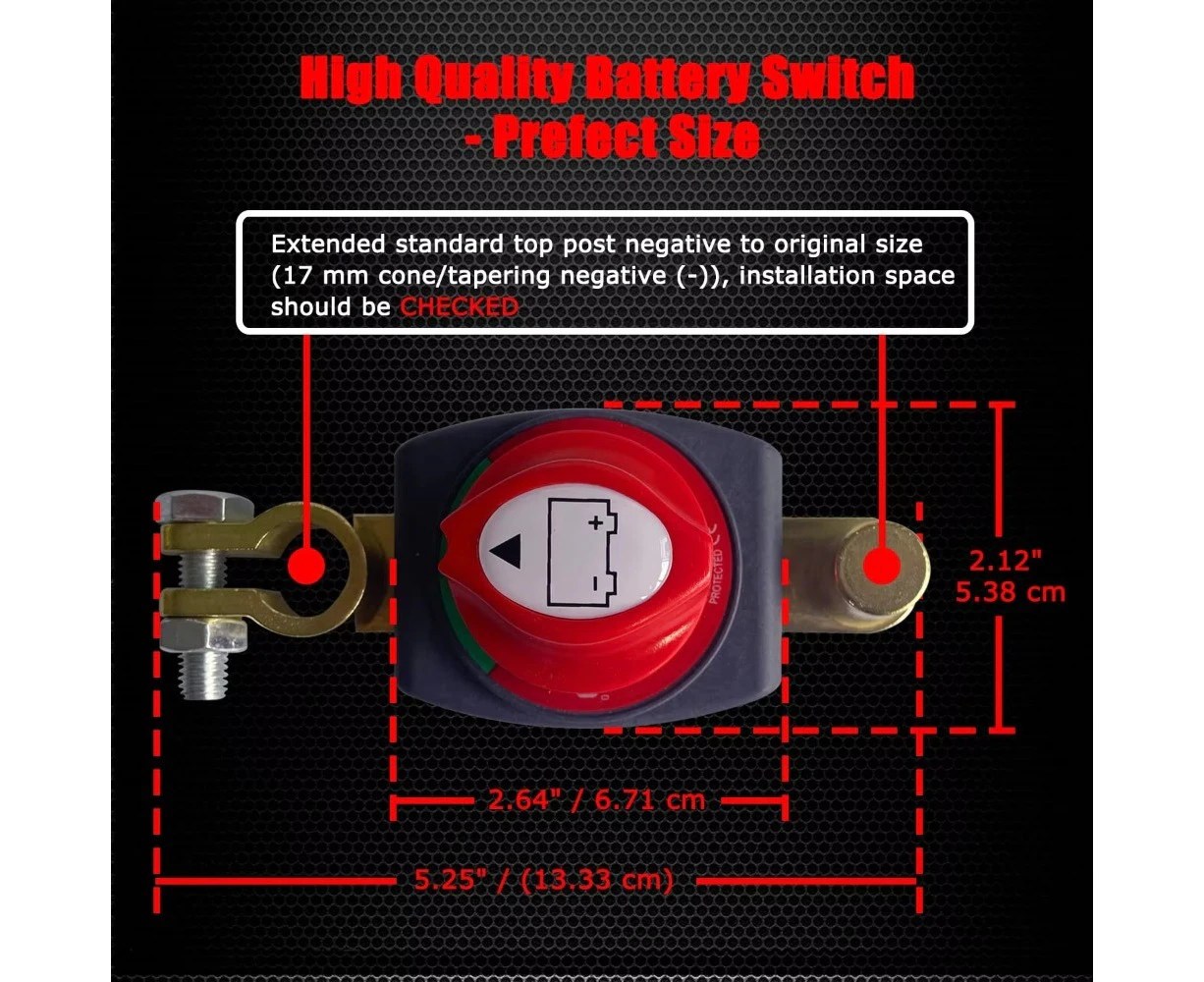 Battery Disconnect Switch 12-48V - Power Cut Master Isolator For Cars, Rvs & Boats (Negative, On/Off) Battery Isolator