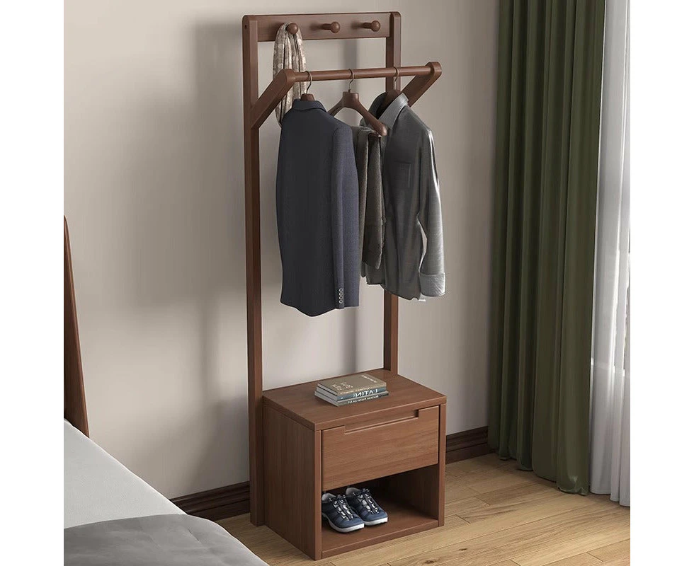 Walnut Entry Hallway Coat Rack Stand Shoe Bench Clothes Organiser/Bedroom Nightstand Coat Rack