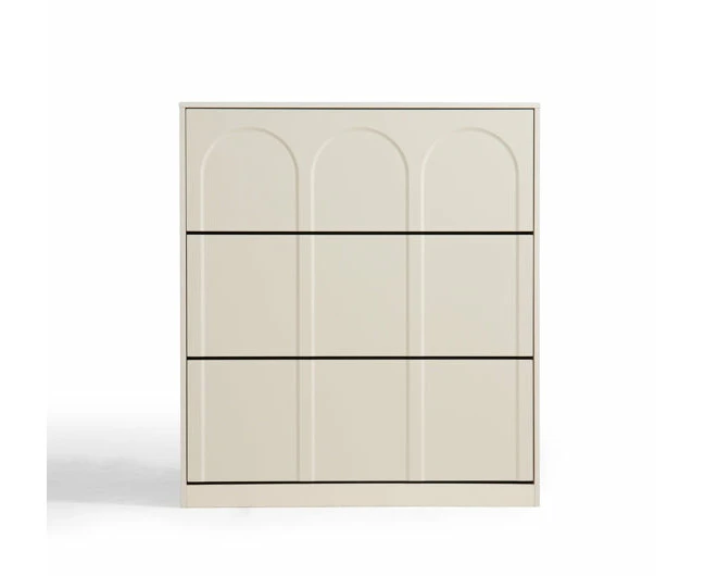 Retro Flip-open Doors Storage Shoe Cabinet in Cream White 80/100/120CM