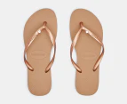 Havaianas Women's Slim Crystal Thongs - Rose Gold