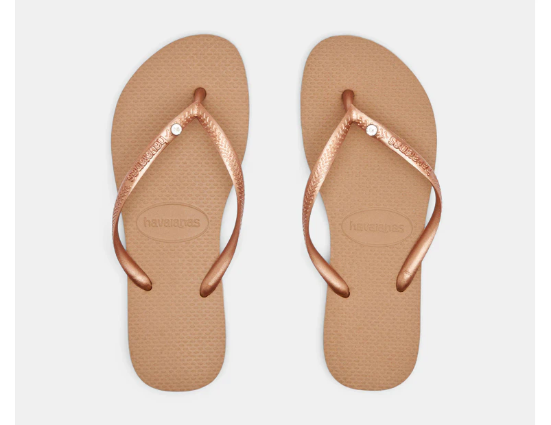 Havaianas Women's Slim Crystal Thongs - Rose Gold